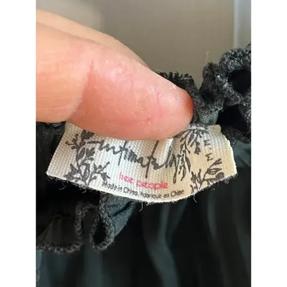 Free People Intimately Dark Green Slip Dress Sz M - Boho Lace Trim Babydoll Mini - Picture 4 of 8